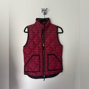 J. Crew Red and Black Checkered Vest